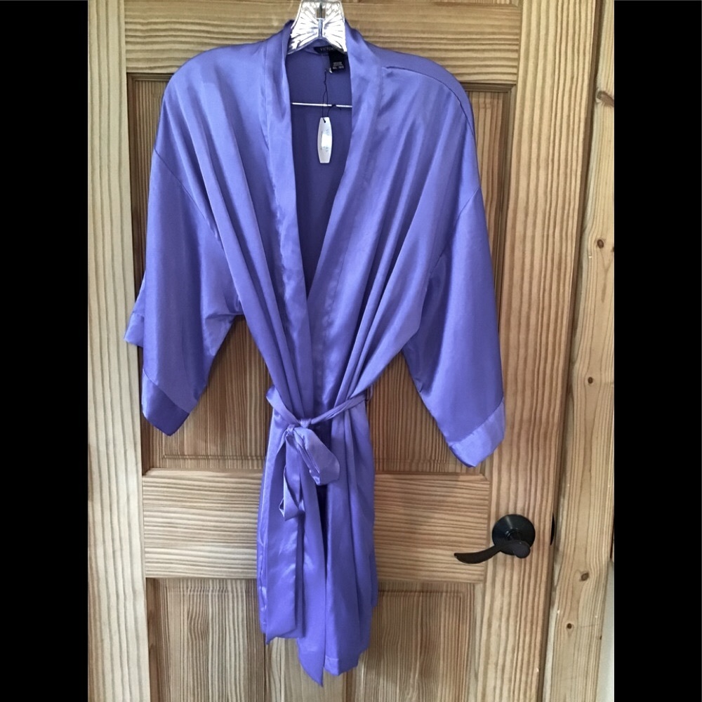 Victoria’s Secret Satin robe, Size M, lavender/periwinkle color.